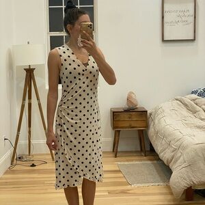 Vintage Spiegel sz S Cream and black polka dot dress  #polkadot